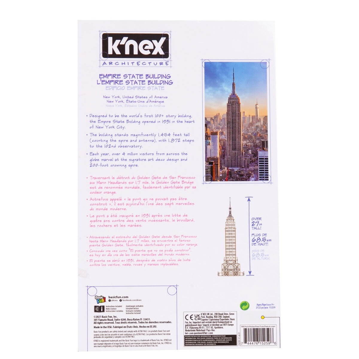 Buy K'nex Empire State Building Back of Box Image at Costco.co.uk