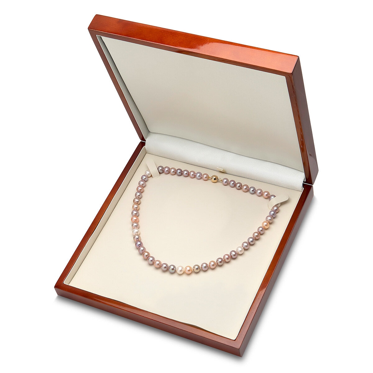 7.5mm Cultured Freshwater Multi Colour Pearl Necklace, 18ct White Gold