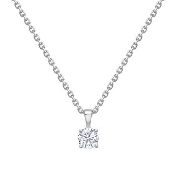 0.50ct Round Brilliant Cut Diamond Solitaire Pendant, 18ct White Gold