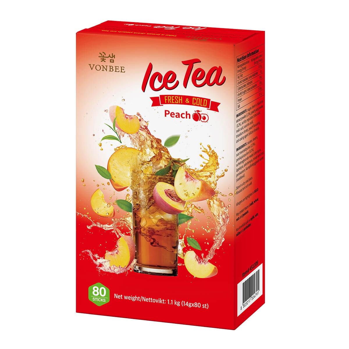 Vonbee Peach Ice Tea Sachets 80 x 14g Costco UK