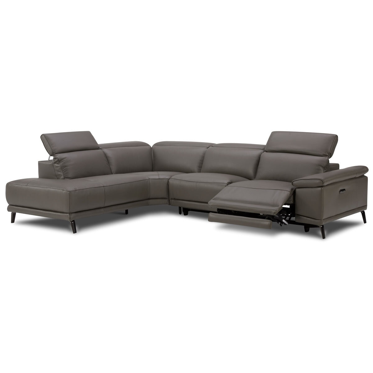 Zack contemporary grey top clearance grain leather reclining sectional