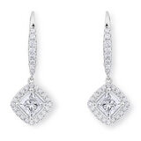 1.38ctw Princess Cut Diamond Halo Earrings, 18ct White Gold