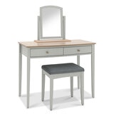 Bentley Designs Whitby Scandi Oak & Grey Dressing Table & Stool