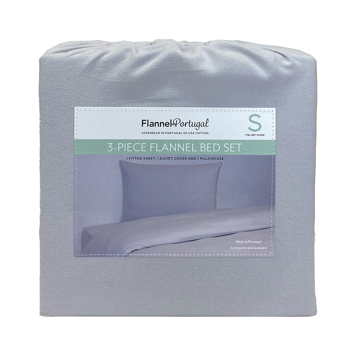 Portuguese Flannel Cotton 3 Piece Single Duvet Set, in 4 colours