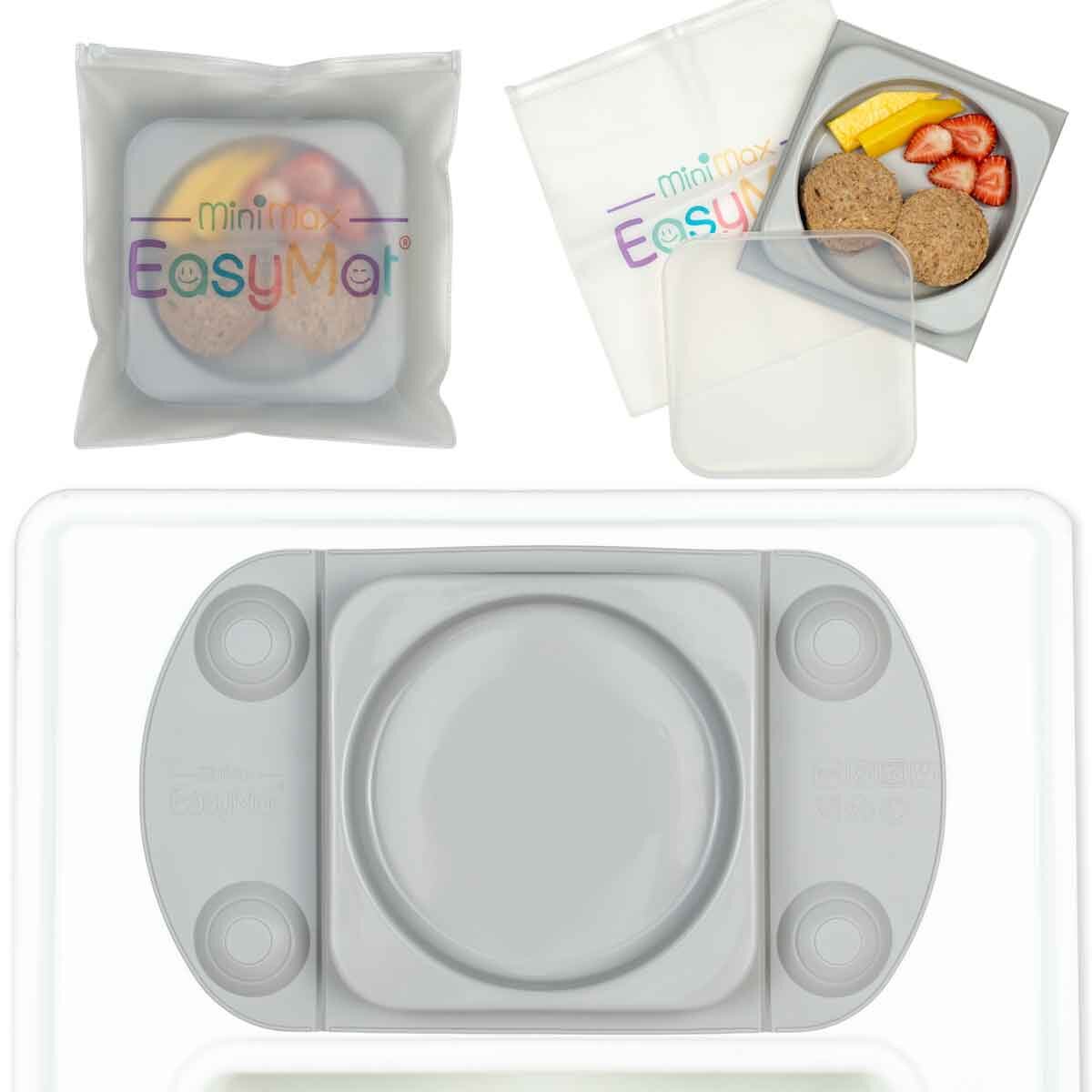 EasyTots EasyMat MiniMax Open Suction Weaning Plate in Grey
