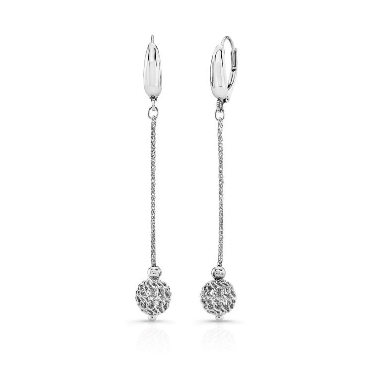 18ct White Gold Dangle Ball Earrings Costco UK