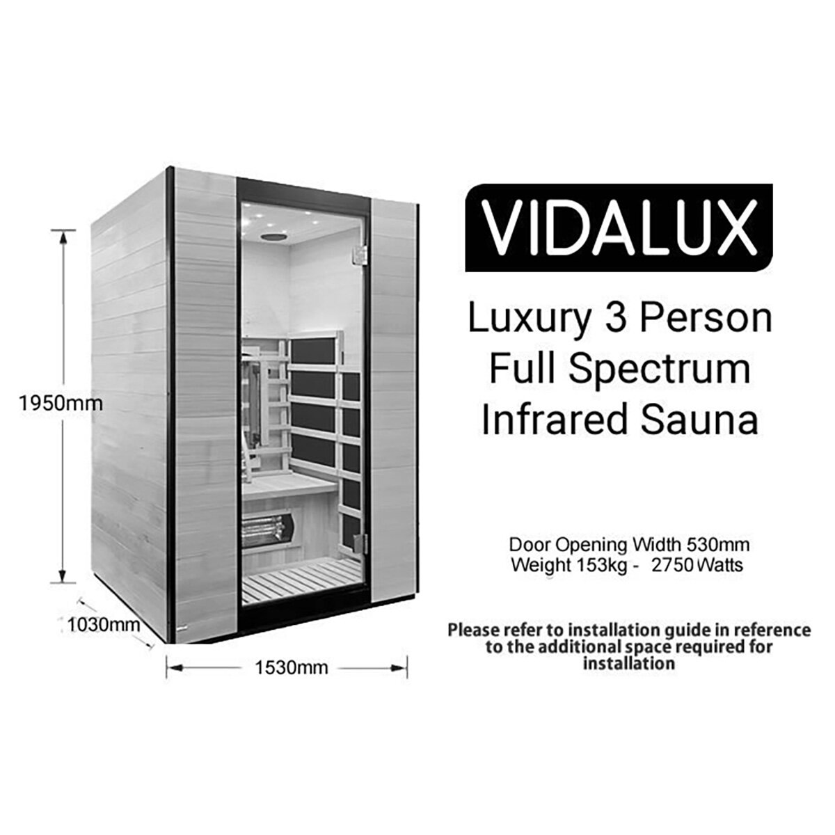 Vidalux Platinum 3 Person Infrared Indoor Sauna