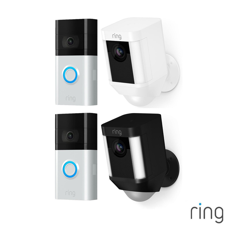 Ring Video Doorbell 3 with Ring Battery Spotlight Cam in 2 Colours ...