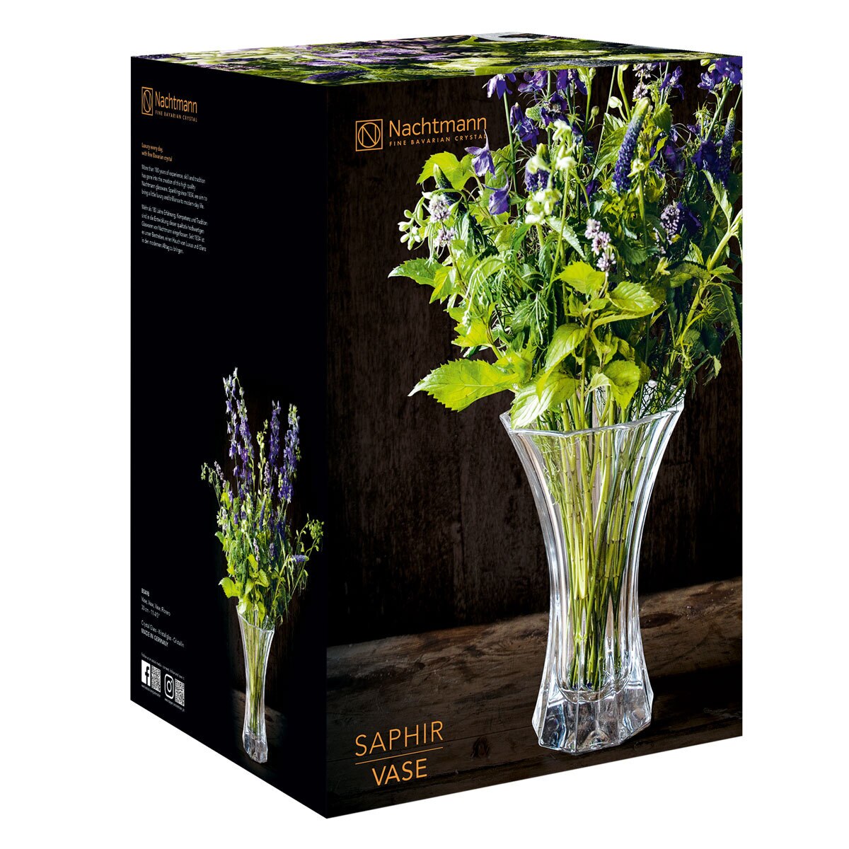 Nachtmann Saphir 30cm Lead Free Crystal Glass Vase | Costco UK