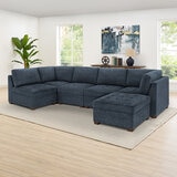 Thomasville Tisdale Blue 6 Piece Modular Fabric Sofa