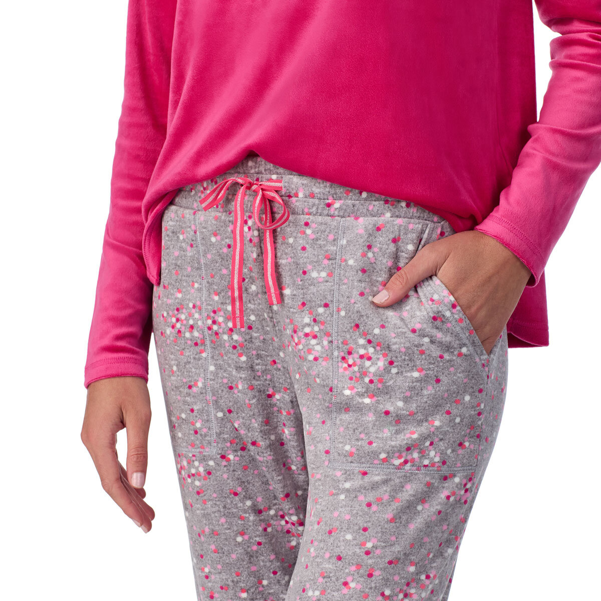 Jane & Bleecker Women's Silky Plush Pyjama Set in Pink