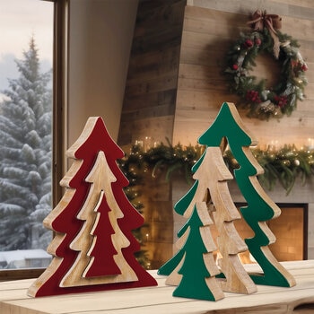 Decorative Wooden Nesting Trees Assortment