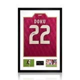 Jeremy Doku Signed Belgium Framed Shirt, including 2 Photos