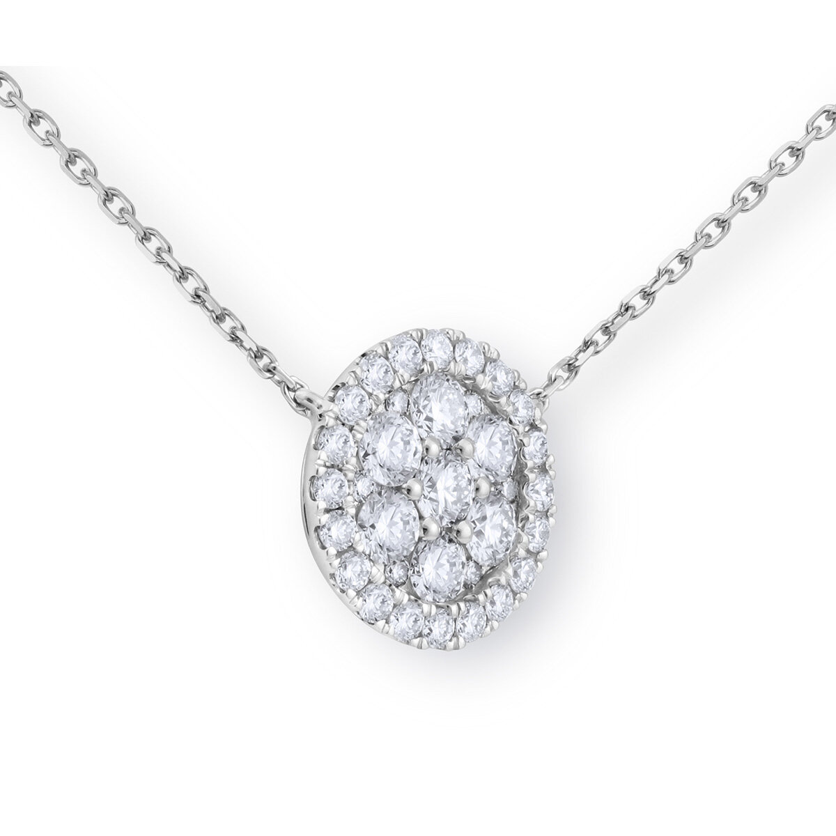 0.77ctw Round Brilliant Cut Diamond Cluster Pendant, 18ct White Gold