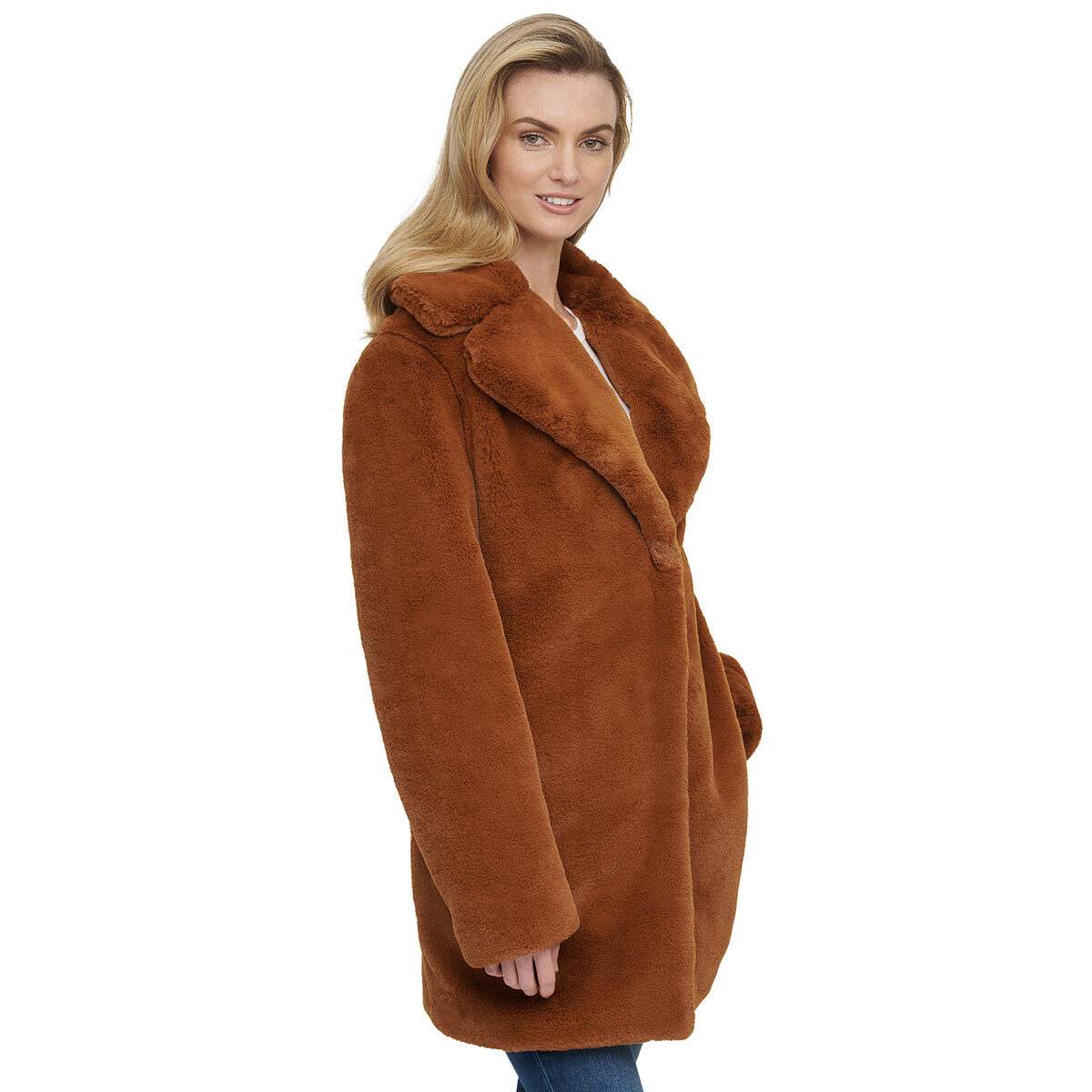 Andrew Marc Women's Faux Fur Shawl Collar Coat in 2 Colours and 4 Sizes ...