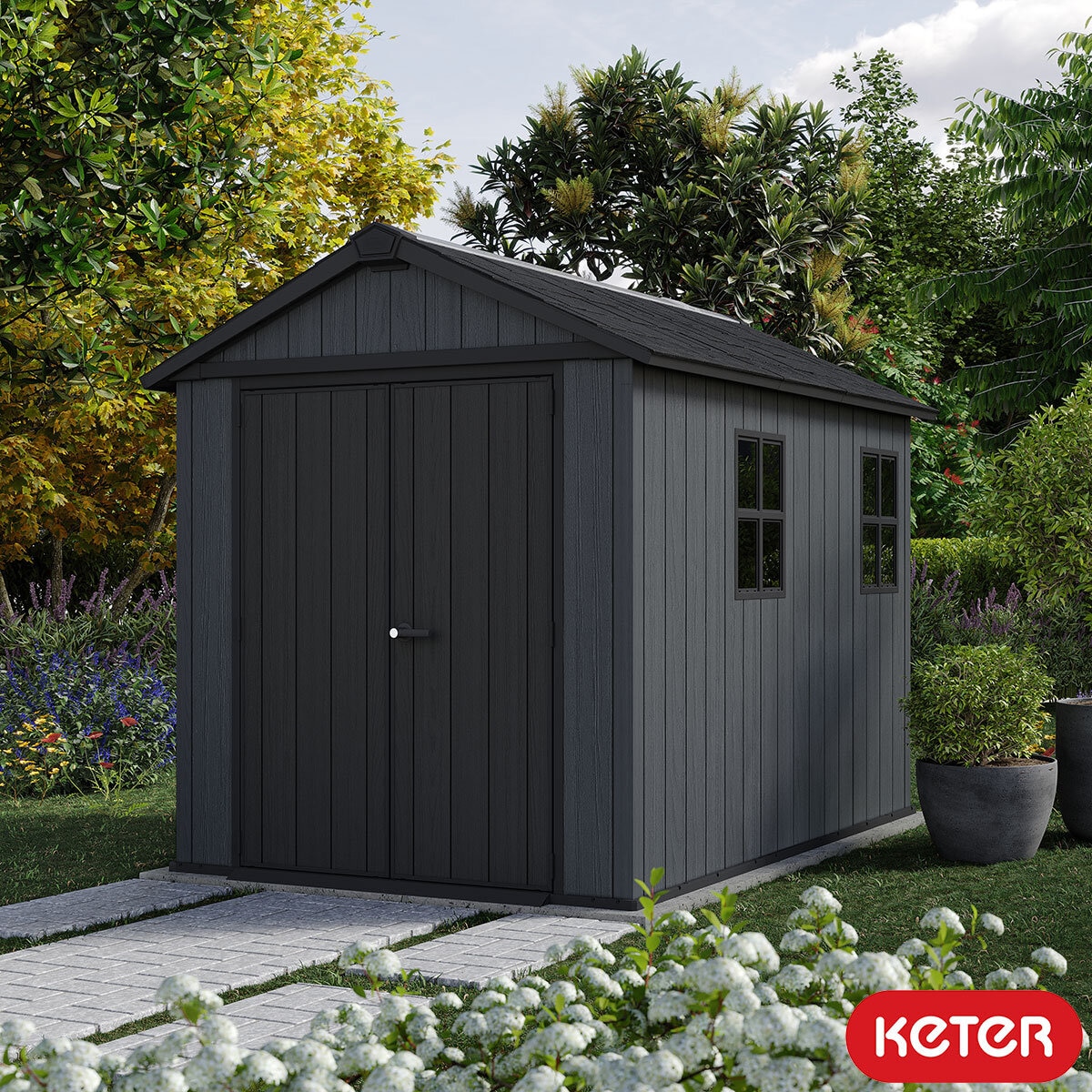 Keter Newton Plus 7ft 6" x 9ft 5" (2.3 x 2.9m) Storage Shed with Front Entry