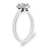 0.54ctw Oval & Round Brilliant Cut Diamond Halo Ring, Platinum