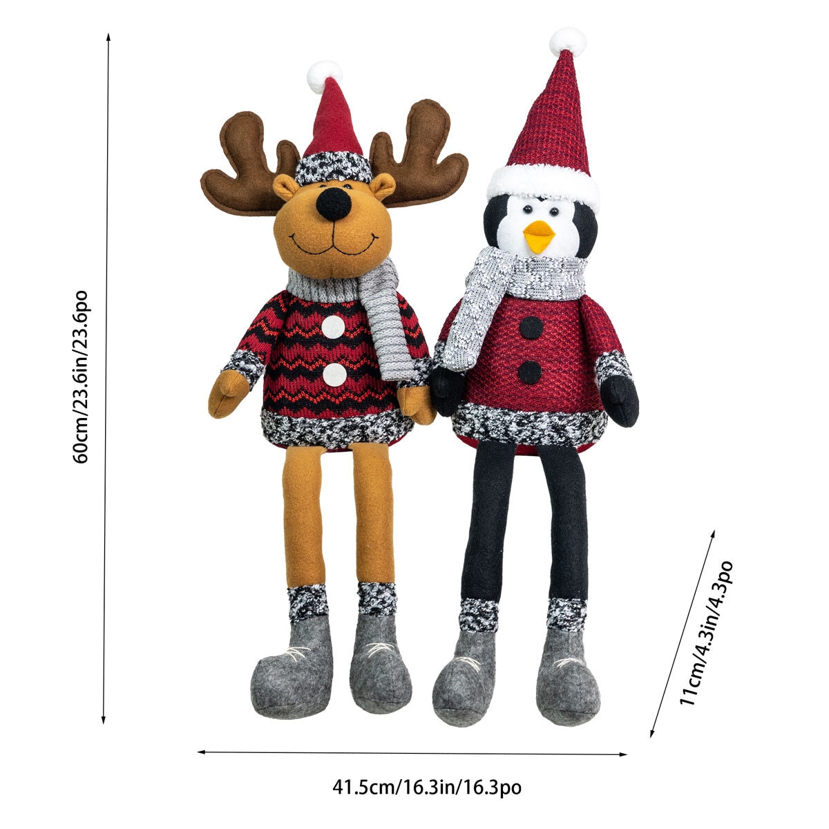 Buy Shelf Sitters Assortment Reindeer & Penguin Dimensions Image at Costco.co.uk