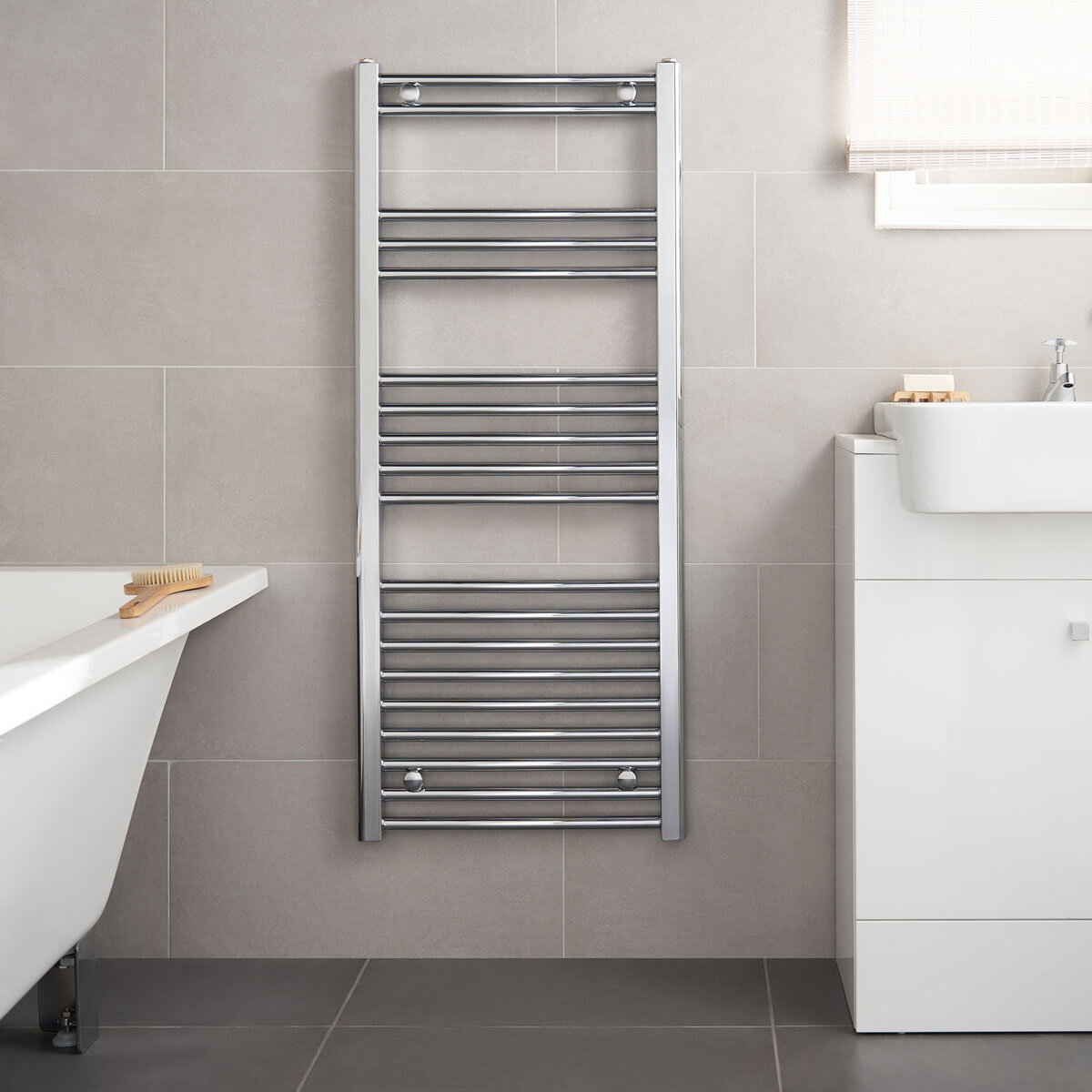 Pitacs Heating Chrome Heated Towel Rail -1175mm H x 500mm W x30mm D at costco.co.uk