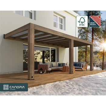Palram Canopia Helsinki 9ft 10" x 21ft 10" (3m x 6.65m) Cedar Wood Patio Cover Palram Canopia Helsinki 9ft 10" x 21ft 10" (3m x 6.65m) Cedar Wood Patio Cover