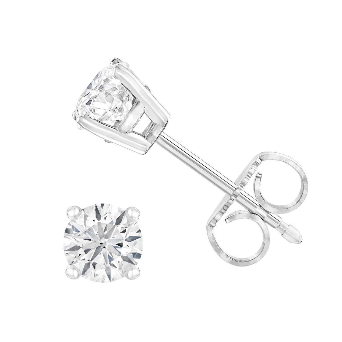 0.80ctw Round Brilliant Cut Diamond Stud Earrings, 14ct White Gold