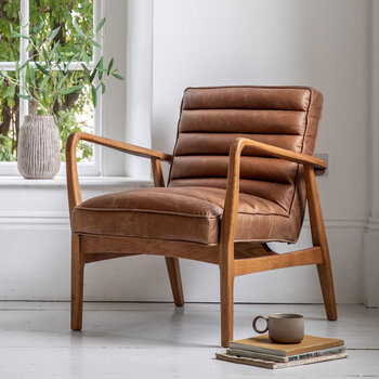 Gallery Newhaven Brown Leather Armchair