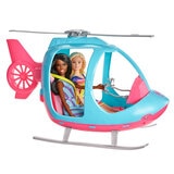 Barbie and helicopter getaway on white background