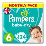 Pampers Baby-Dry Size 6, 124 Monthly Pack