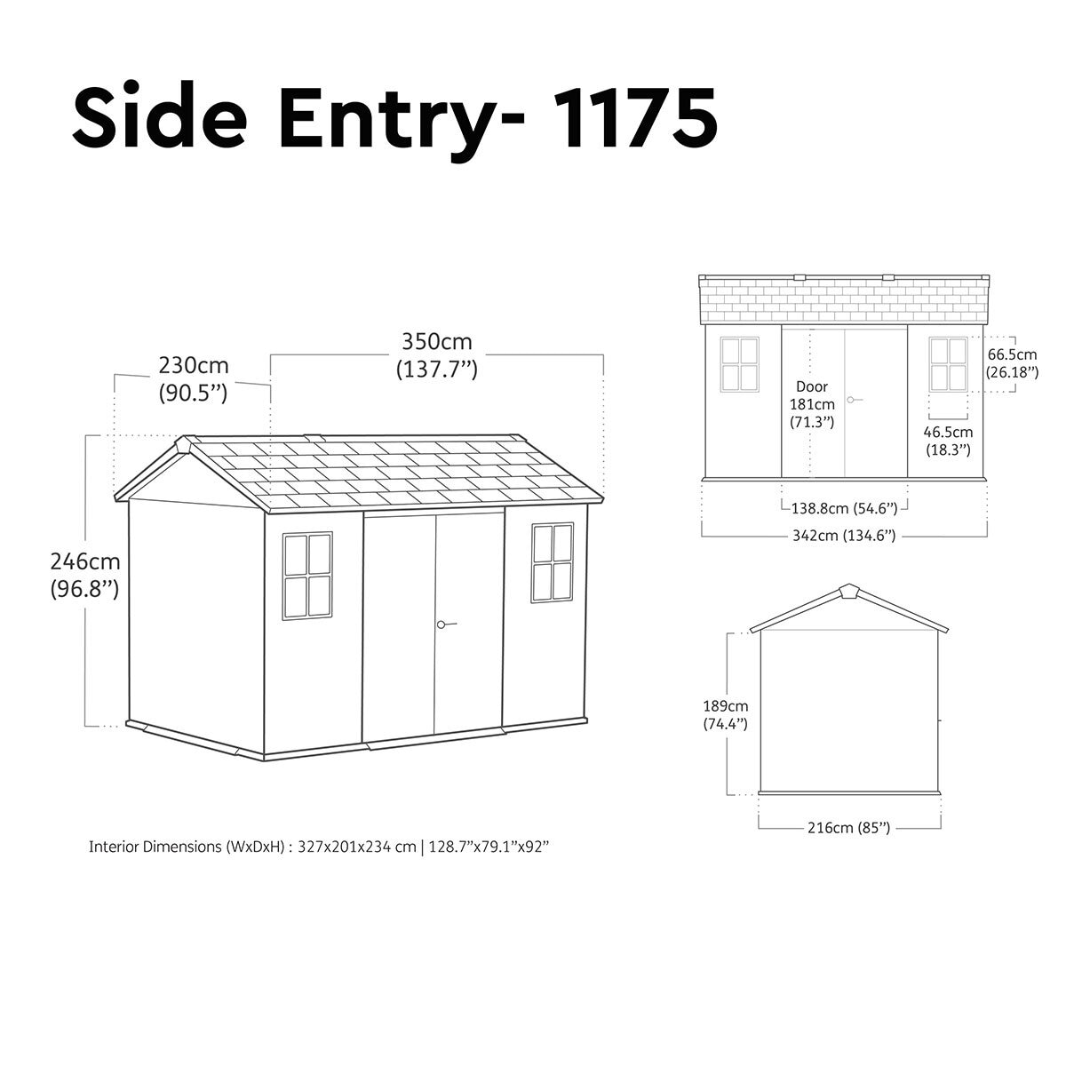 Keter Newton Plus 11ft 5" x 7ft 6" (3.5 x 2.3m) Storage Shed with Side Entry