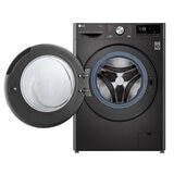 LG  FWV917BTSE, 10.5/7kg, Washer Dryer, E Rated in Black Steel with drum door open