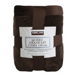 Kirkland Signature Plush Blanket in Brown, 248 x 233 cm