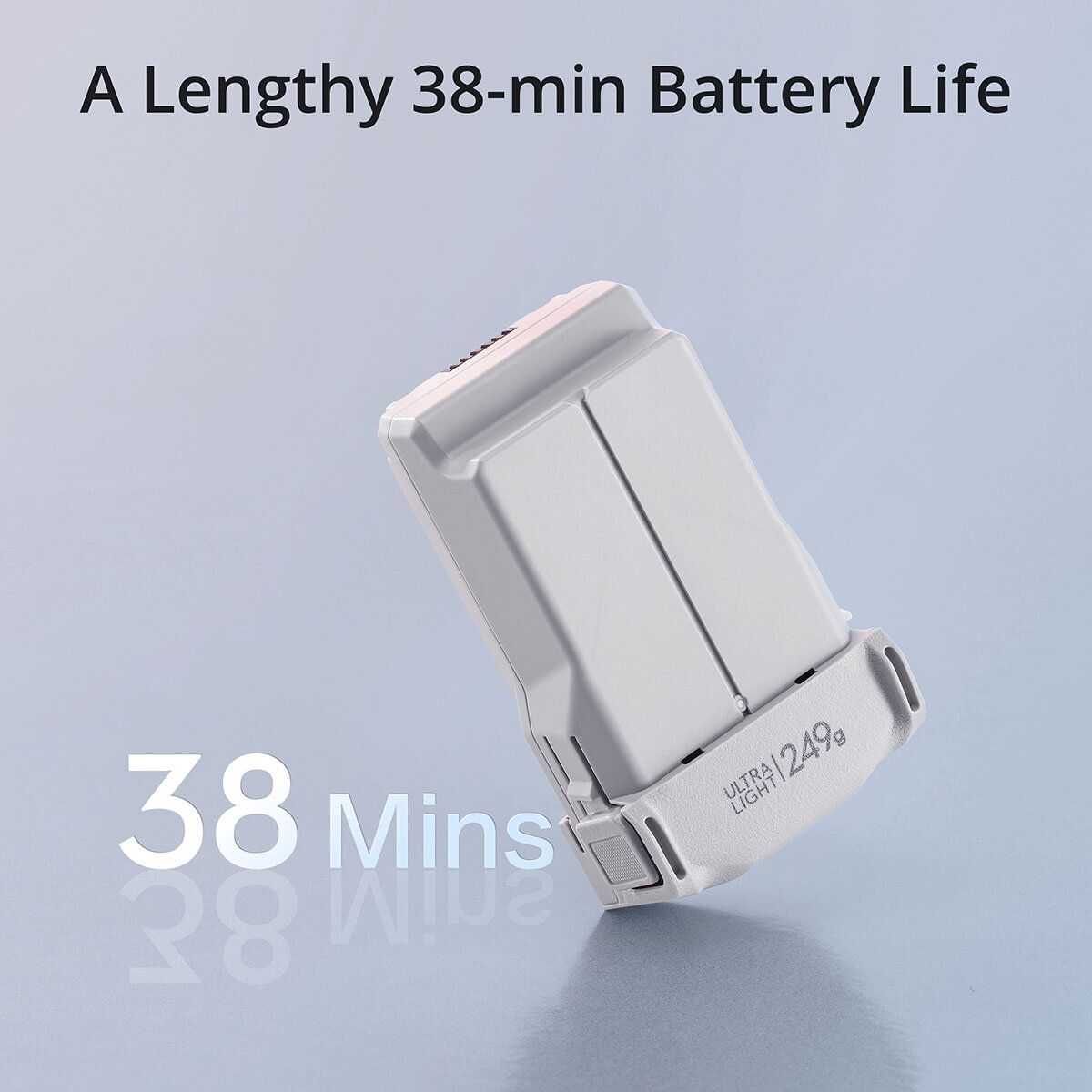 249g battery of the drone highlighting its 38-minute battery life