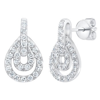 0.65ctw Round Brilliant Cut Diamond Earrings, 14ct White Gold