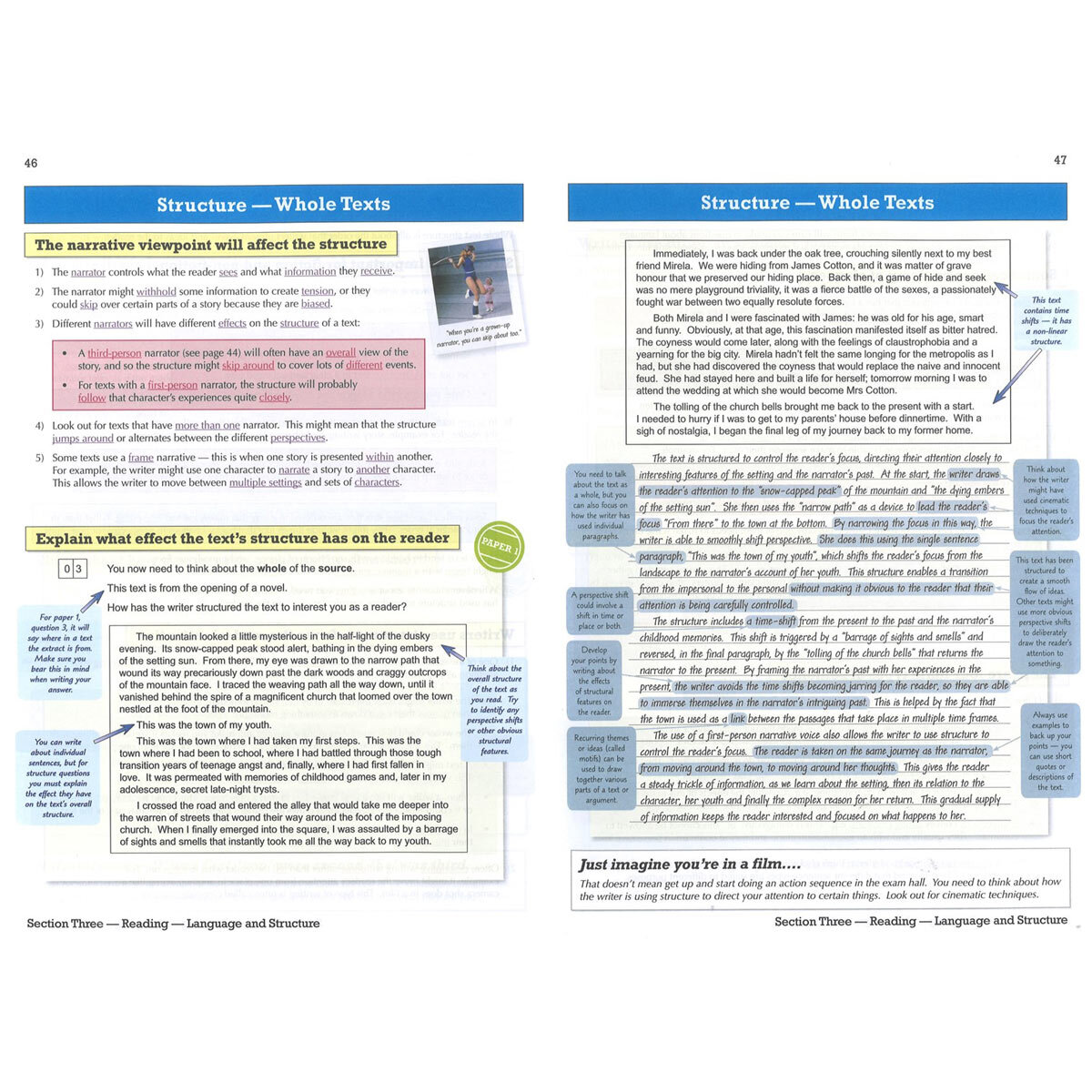 Page Spread of CGP GCSE AQA English Language textbook