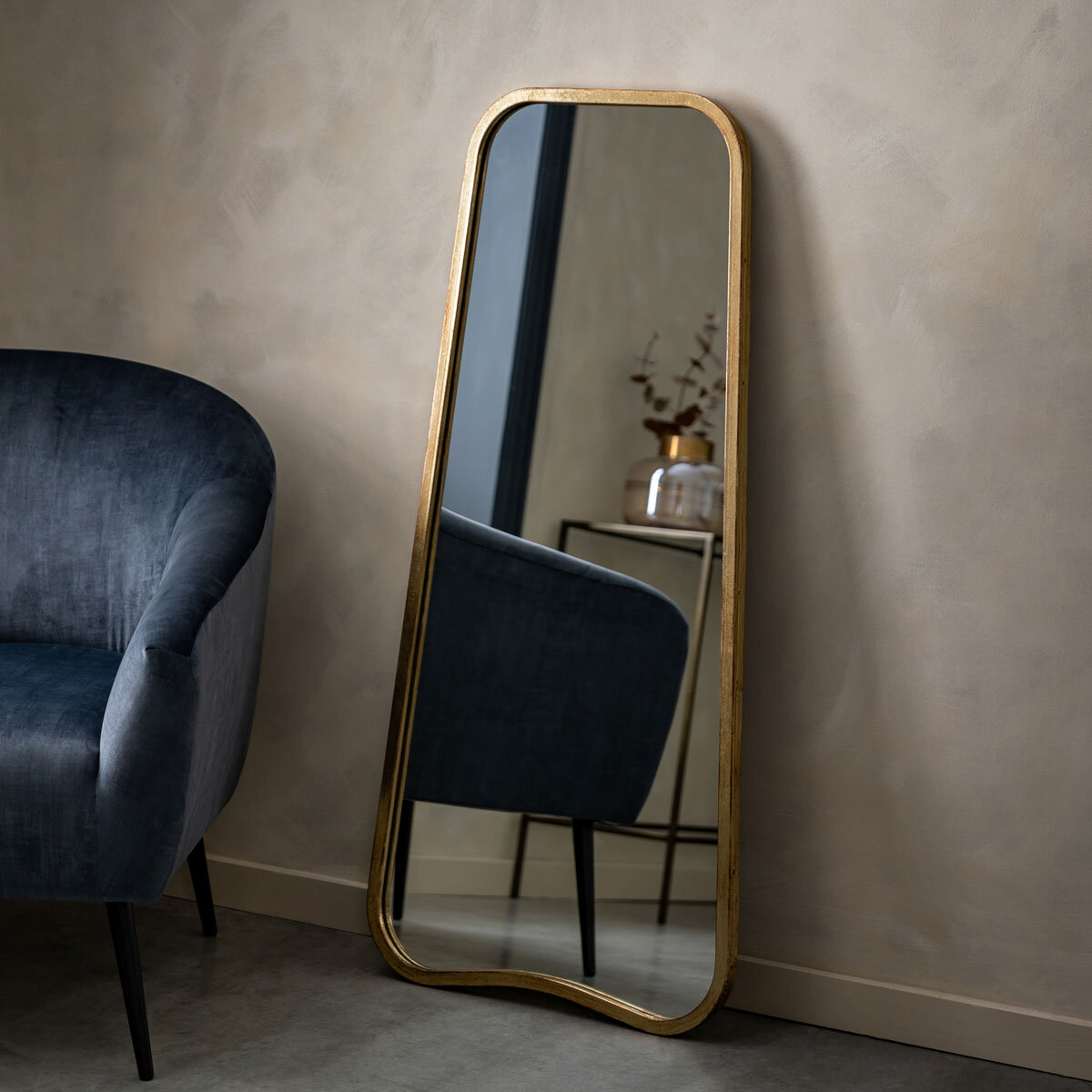 Gallery Kurva Gold Leaner Mirror, 56.5 x 123cm