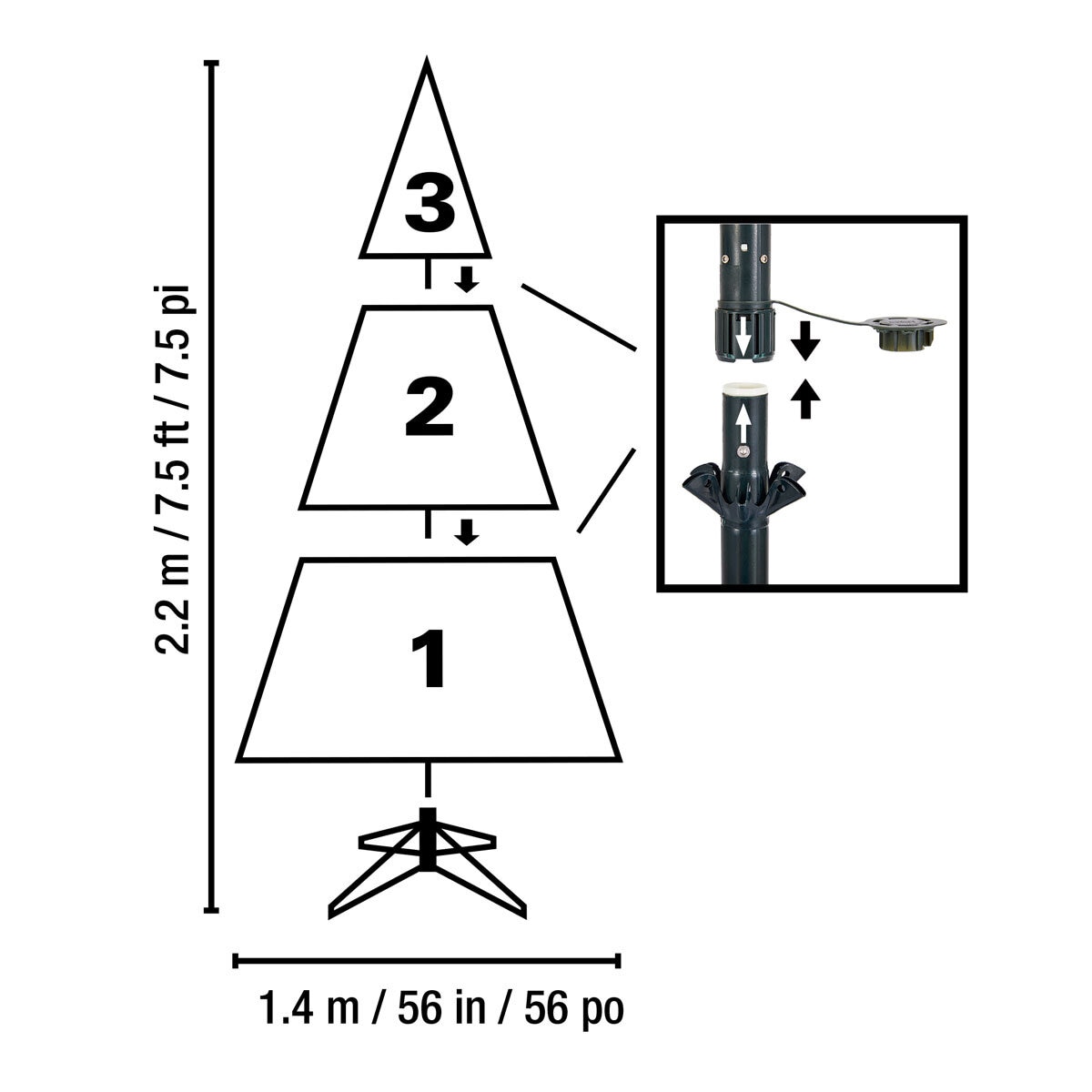 Buy 7.5ft Pre-lit Aspen Micro Dot Tree Dimensions at costco.co.uk