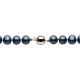 7.5mm-8mm Freshwater Black Pearl Necklace, 18ct Yellow Gold