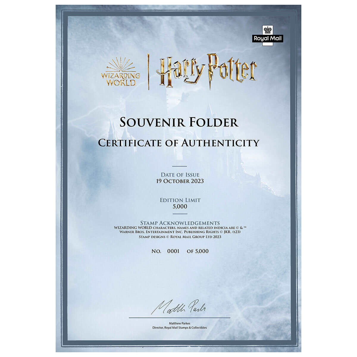 Official Harry Potter Souvenir Art Print Folder, By Royal Mail