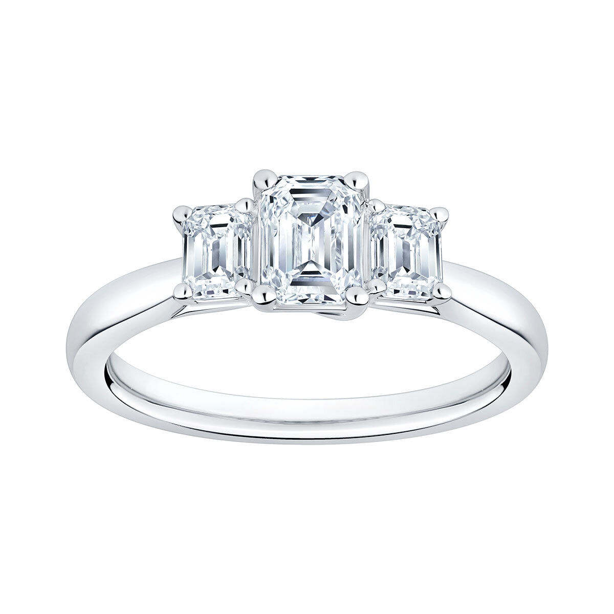 1.20ctw Emerald Cut Diamond 3 Stone Ring, Platinum