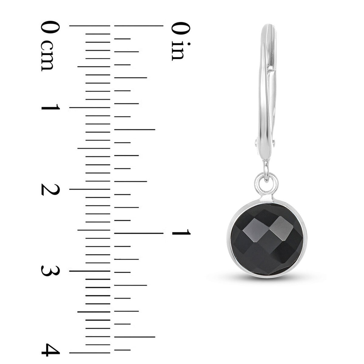 Round Cut Black Onyx Earrings, 14ct White Gold