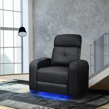 Valencia Verona Black Leather Power Reclining Home Theatre Chair