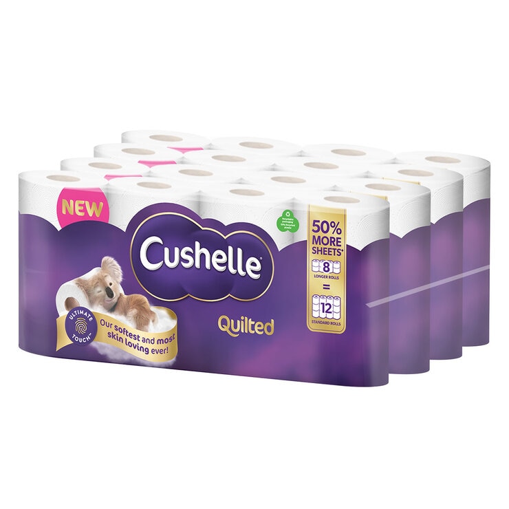 Cushelle Quilted 3-Ply Longer Rolls Toilet Tissue, 4 x 8 Pack (236 Sheets) Cushelle Quilted 3-Ply Longer Rolls Toilet Tissue, 4 x 8 Pack (236 Sheets)