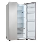 Haier HSW59F18DNMM, Side by Side Fridge Freezer, D Rated in Platinum Inox