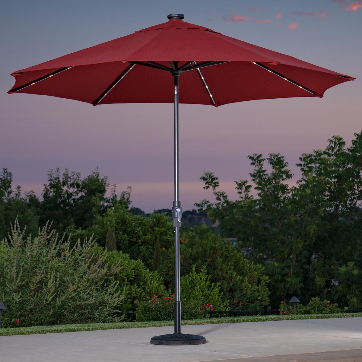 SunVilla 10ft Aluminium Auto-Tilt 56 LED Umbrella in Red | Costco UK