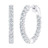 1.00ctw Diamond Hoop Earrings, 14ct White Gold