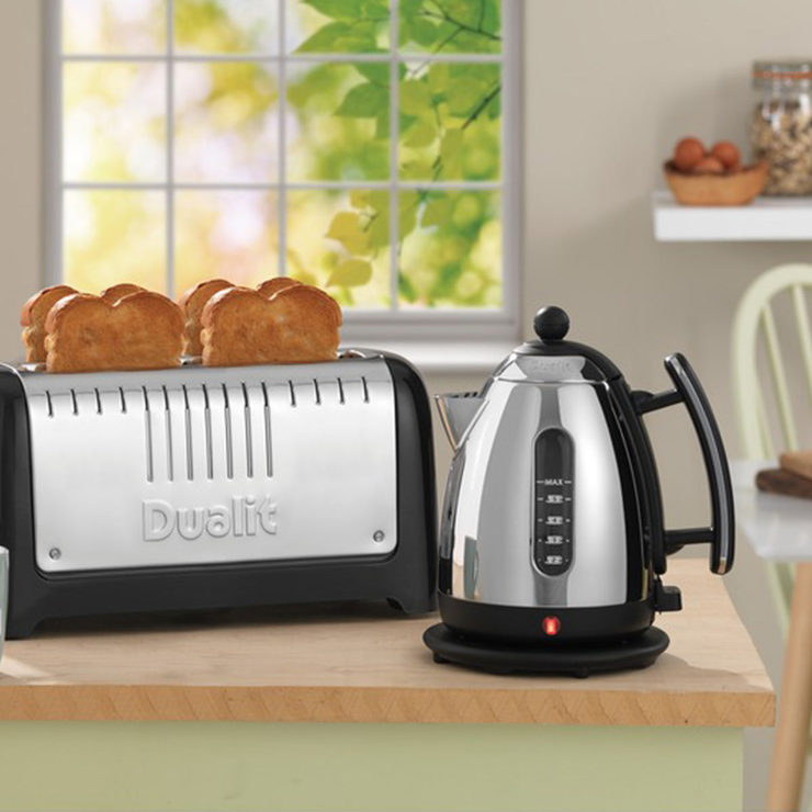 Dualit Kettle and 4 Slice Long Slot Toaster Set, Black Costco UK