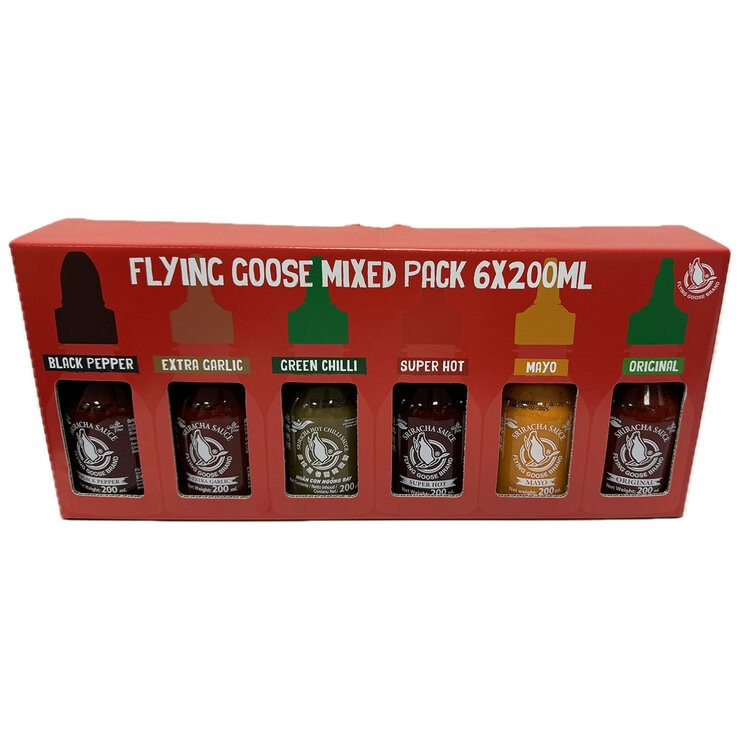Flying Goose Sriracha Chilli Sauce Selection Pack, 6 x 200ml Flying Goose Sriracha Chilli Sauce Selection Pack, 6 x 200ml