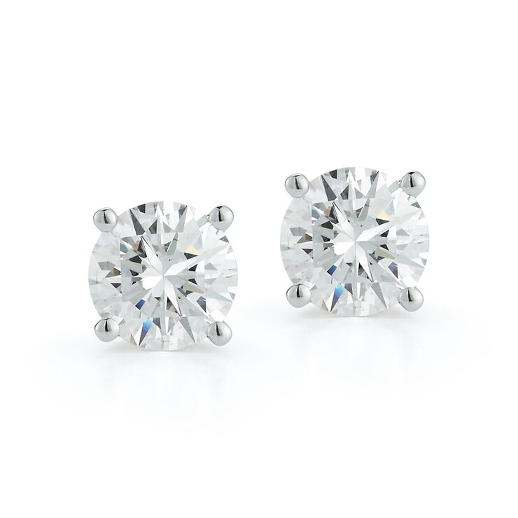 0.50ctw Round Brilliant Cut Diamond Stud Earrings, 18ct White Gold ...