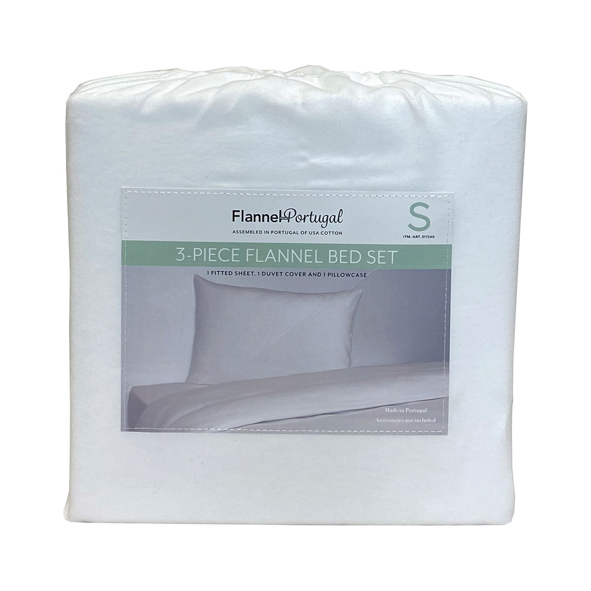 Portuguese Flannel Cotton 3 Piece Single Duvet Set, in 4 colours