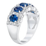 Blue Sapphire & 0.60ctw Diamond Ring, 14ct White Gold